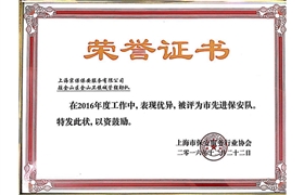 金山区“市先进保安队”荣誉证书